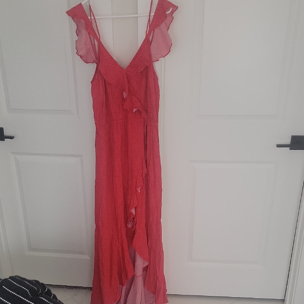 Express Scarlet Maxi Dress with Ruffle Details